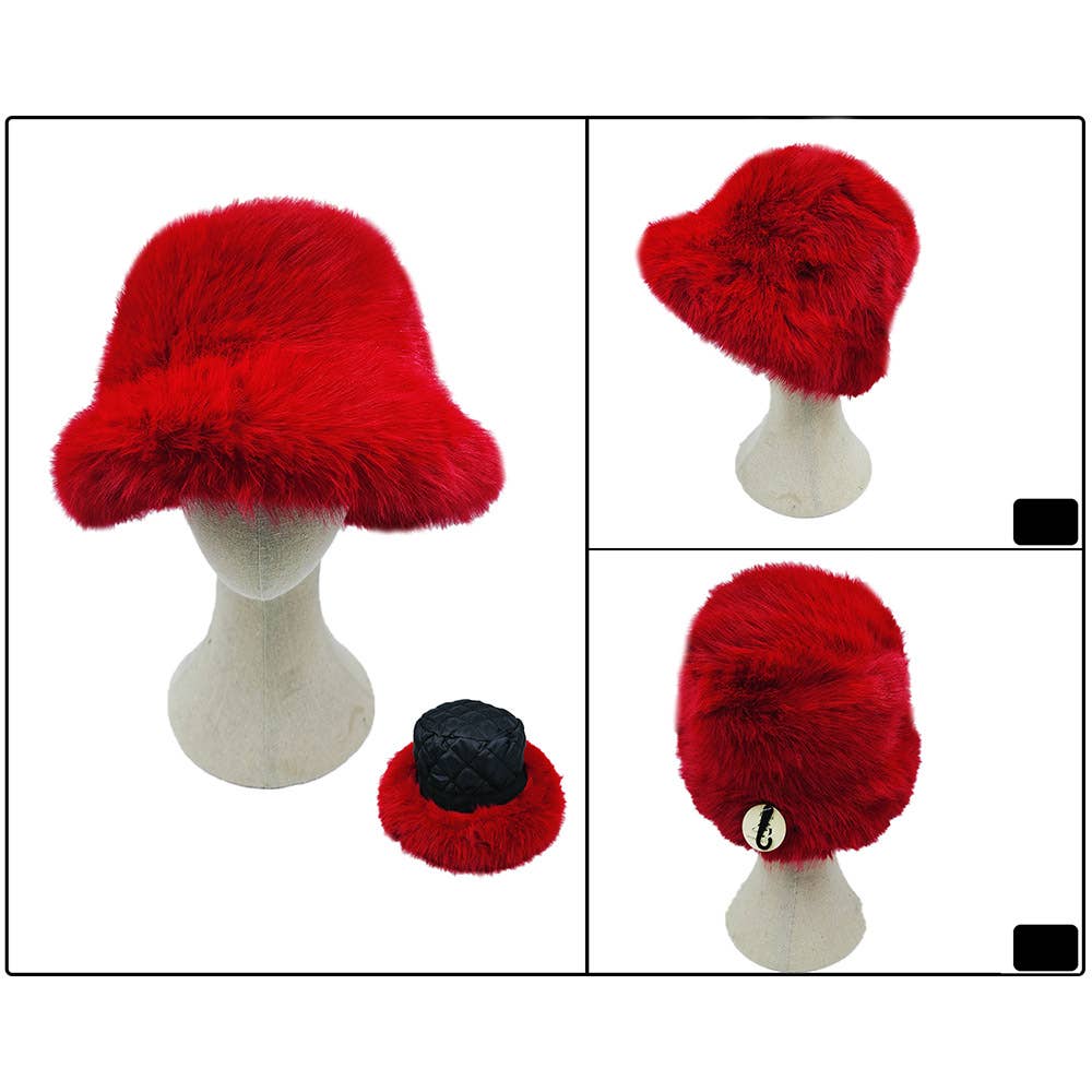 Fuzzy Faux Fur Bucket Hat