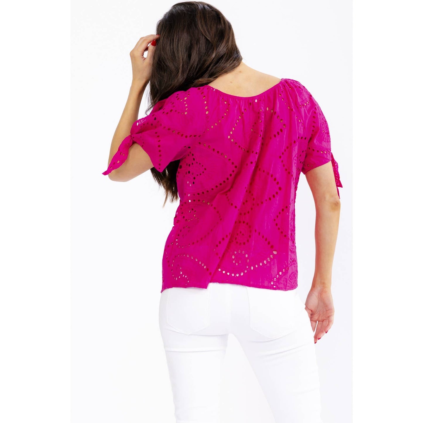 EYELET SHOULDER SLIT PEASANT