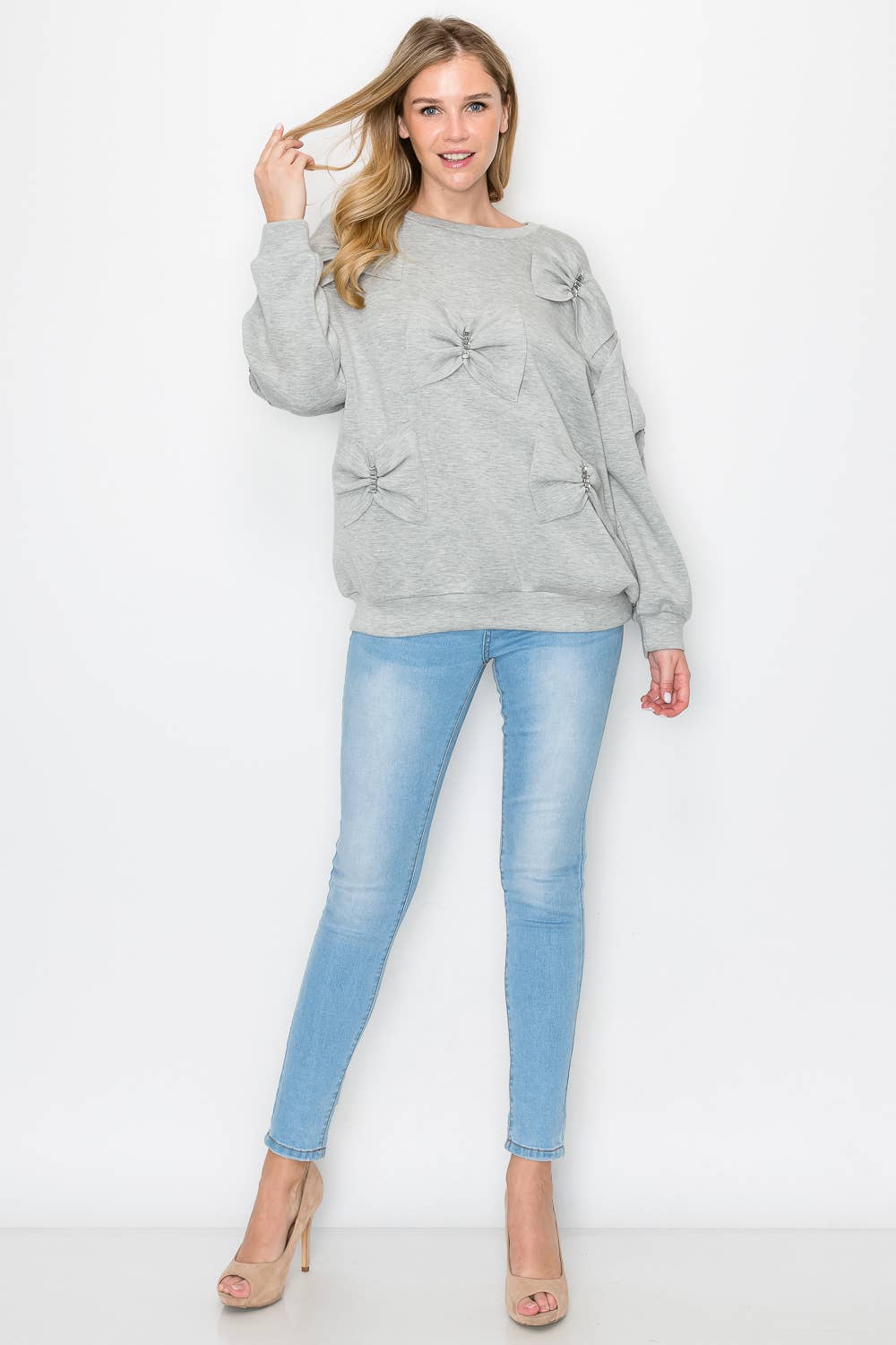 Fiora French Scuba Ribbon-Bow Top