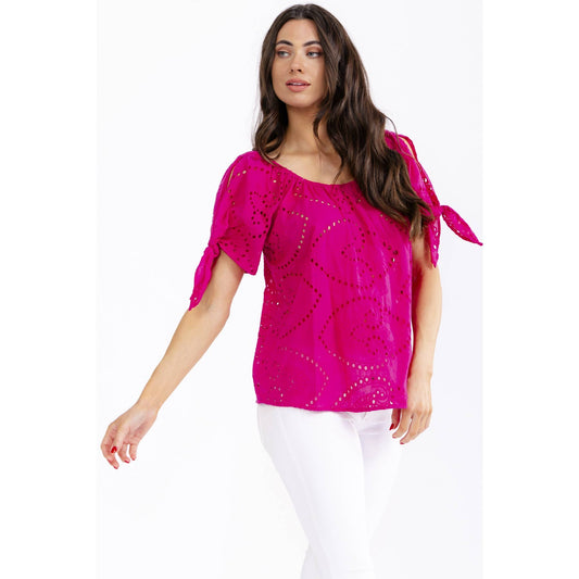 EYELET SHOULDER SLIT PEASANT