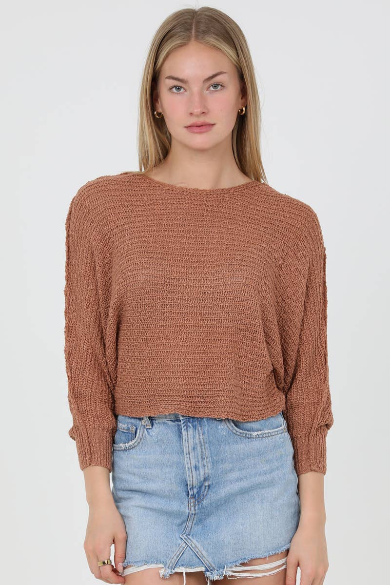 OPEN KNIT LIGHT WEIGHT PULLOVER SWEATER