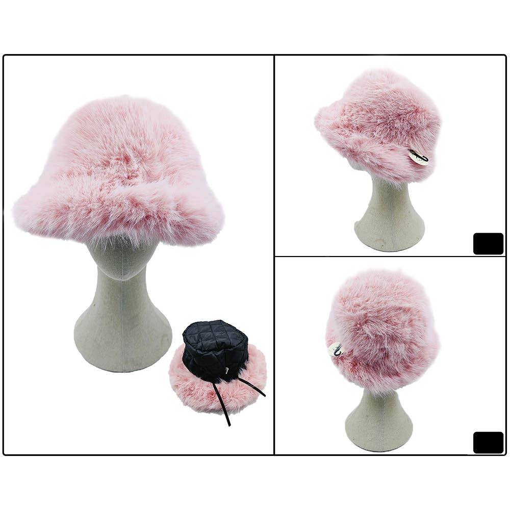 Fuzzy Faux Fur Bucket Hat