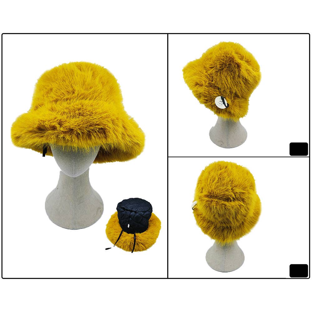 Fuzzy Faux Fur Bucket Hat