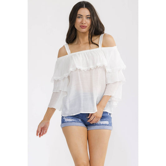 CROCHET COLD SHOULDER BLOUSE