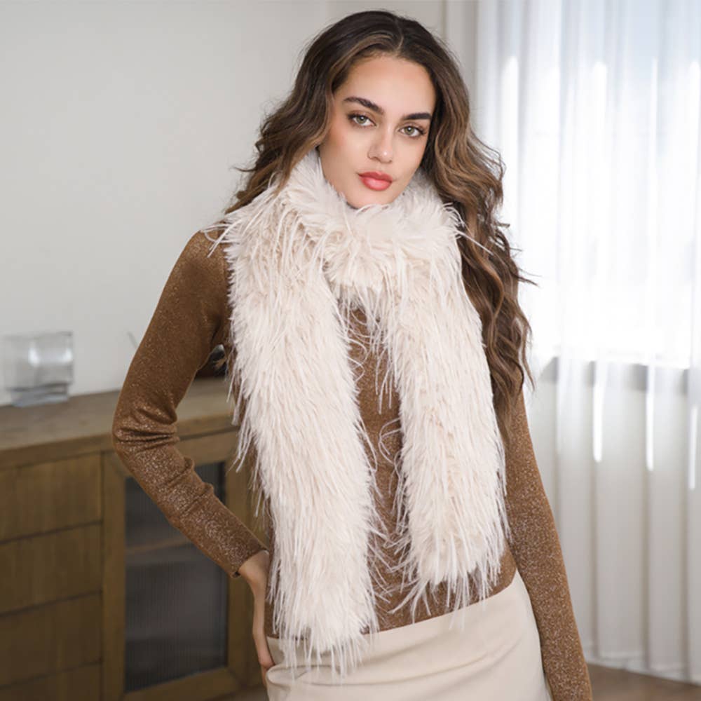 Fluffy Faux Long Fur Long Wrap Scarf