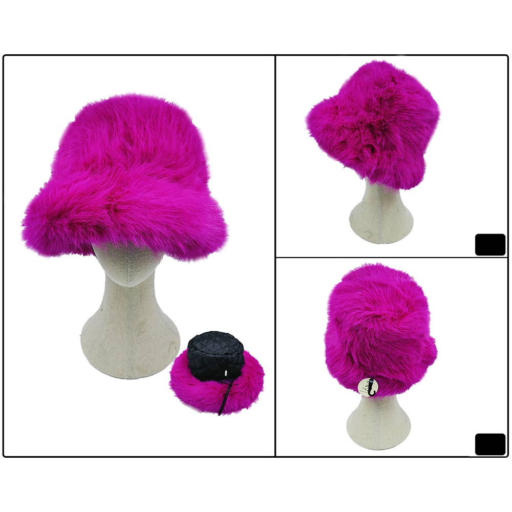 Fuzzy Faux Fur Bucket Hat