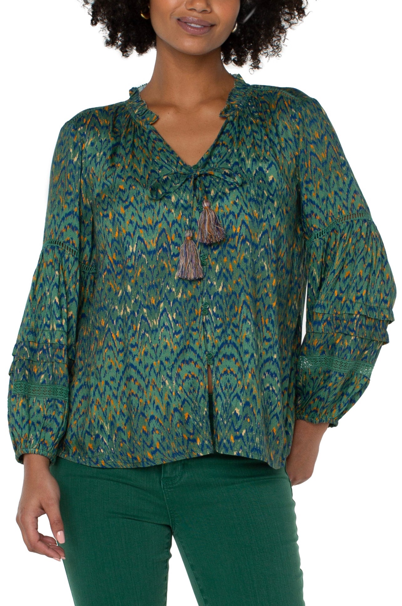 LIVERPOOL SHIRRED POPOVER BLOUSE