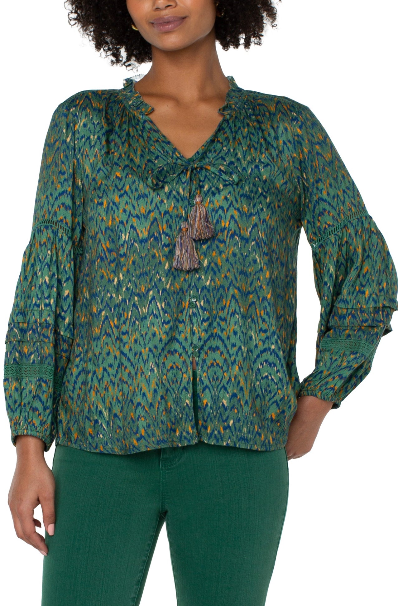 LIVERPOOL SHIRRED POPOVER BLOUSE