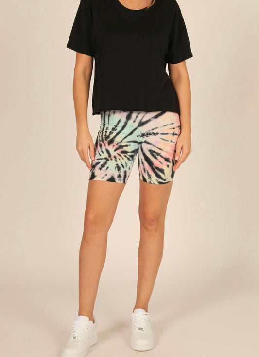 YUMMY SWIRL TIE DYE BIKER SHORTS
