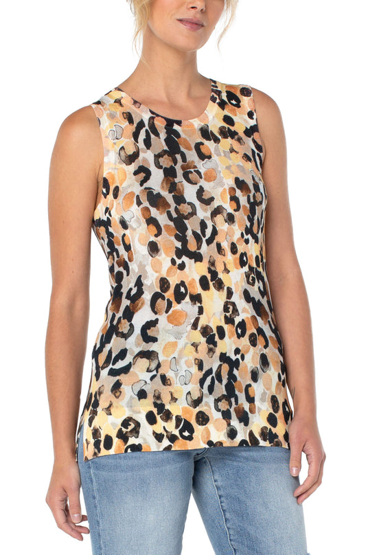 LIVERPOOL LEOPARD PRINT SLVLS WITH SIDE SLIT
