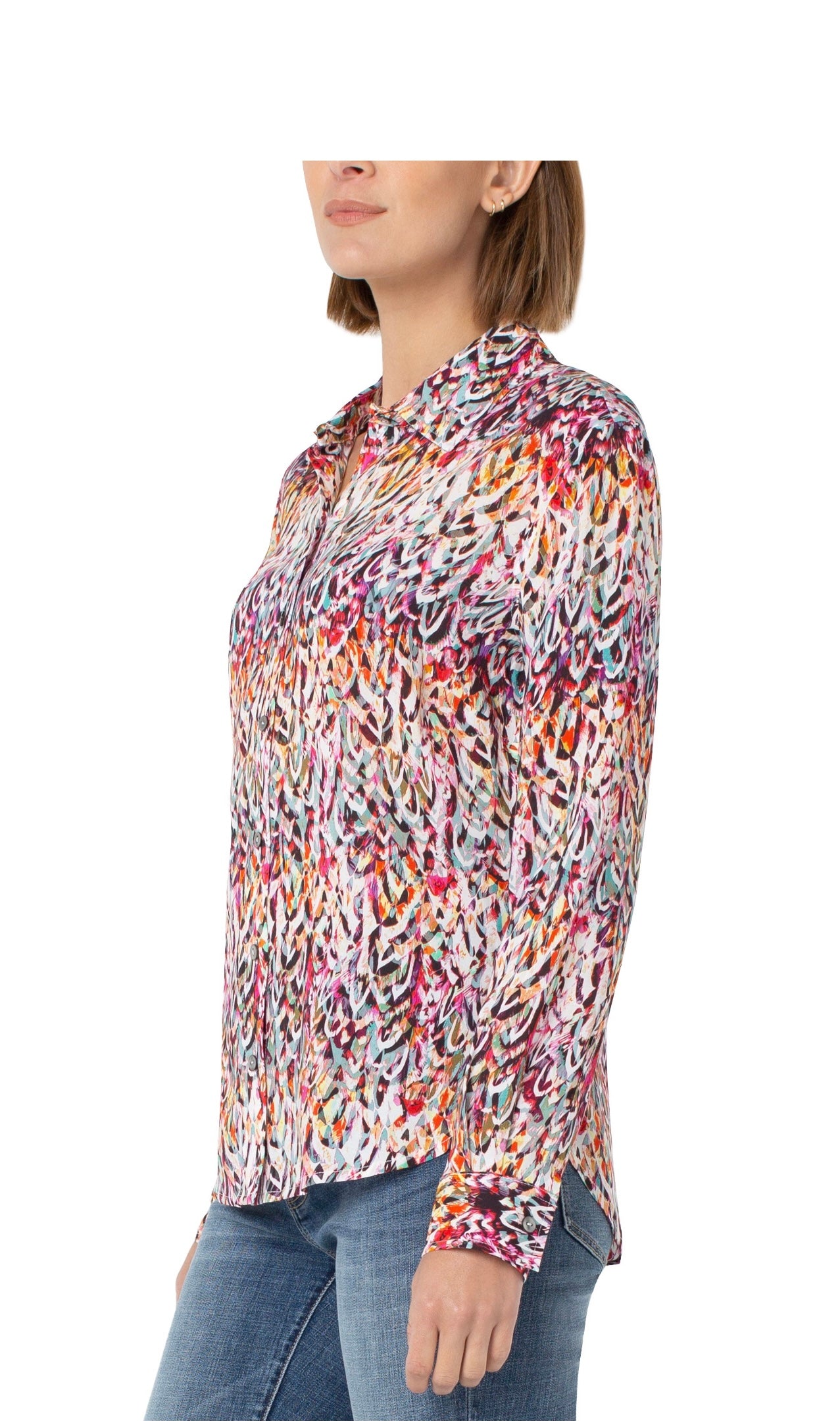LIVERPOOL ABS FEATHER PRINT BLOUSE