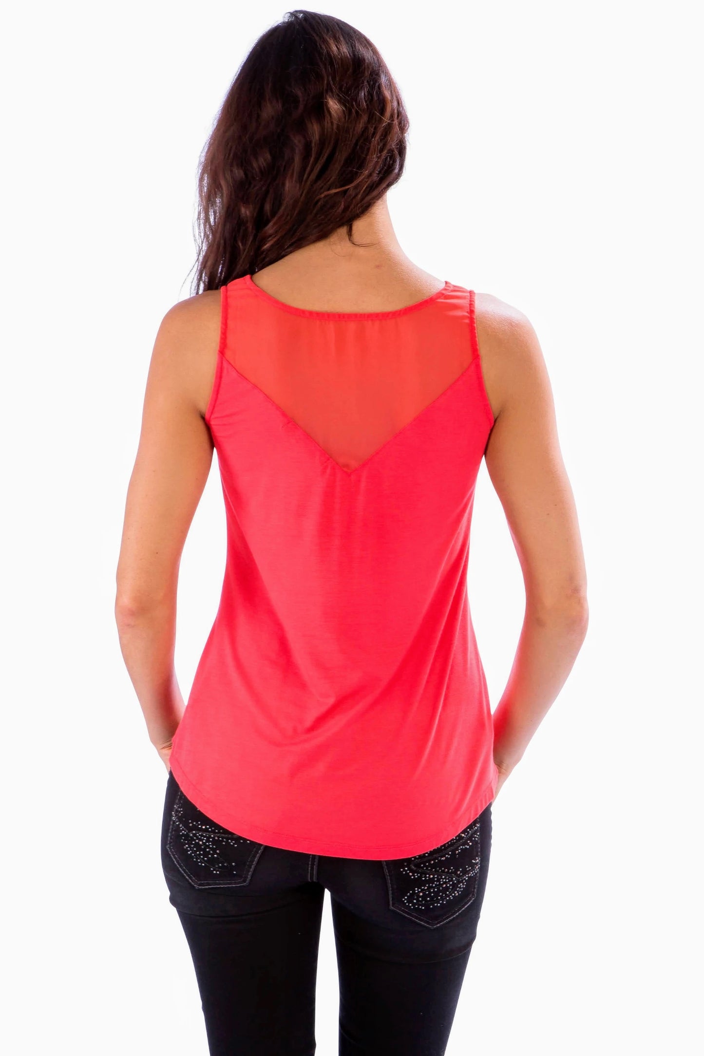 CHIFFON DETAILED TANK IN CORAL