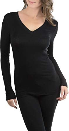 LONG SLEEVE V-NECK TOP WITH SCOOP BOTTOM