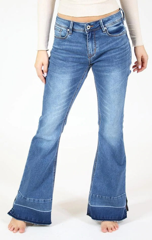 GRACE KNIT DENIM BELL BOTTOM