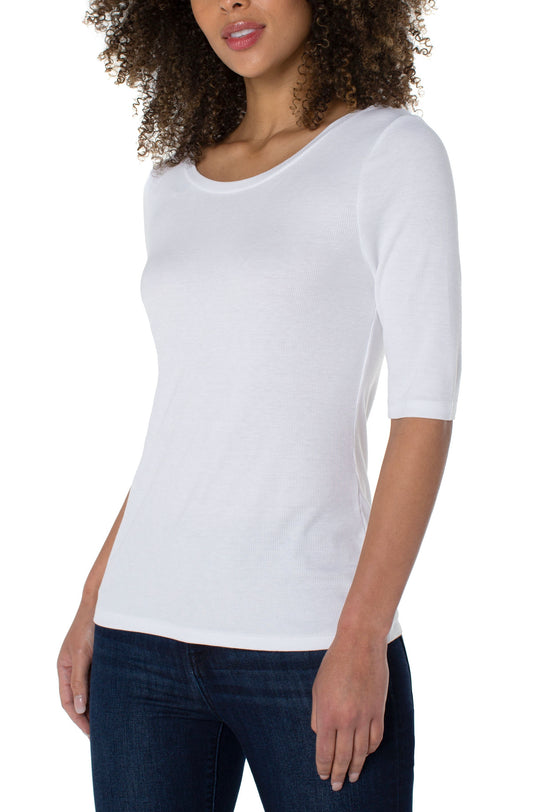 LIVERPOOL 3/4 SLEEVE REVERSIBLERIB KNIT TOP