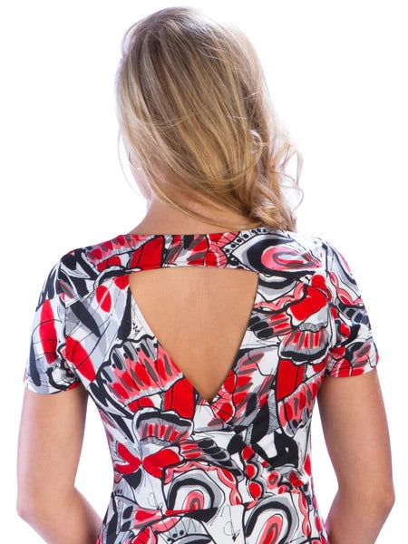 OPEN BACK DRESS RED MIX