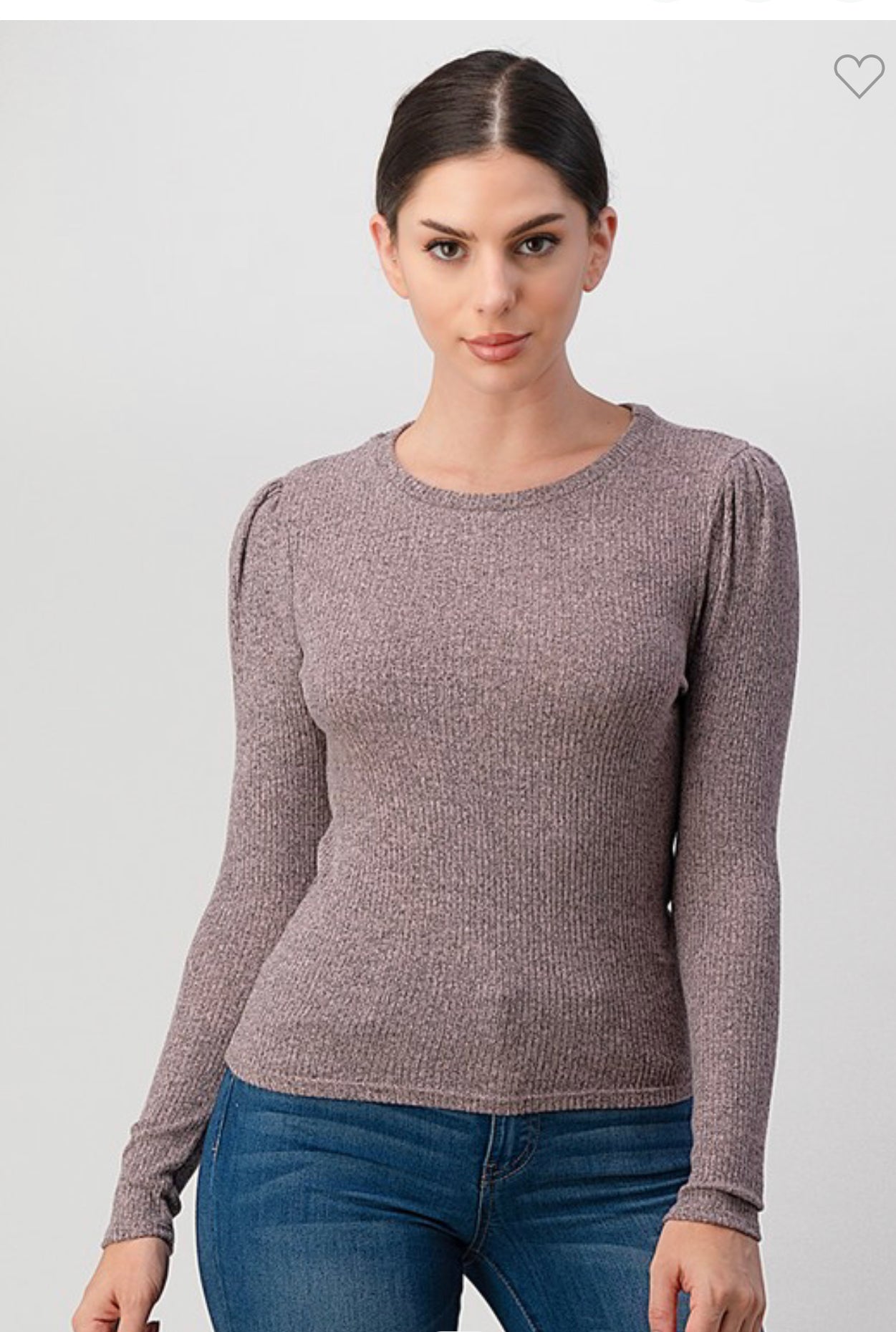 LAVENDER CREW WITH PUFF SLEEVETOP