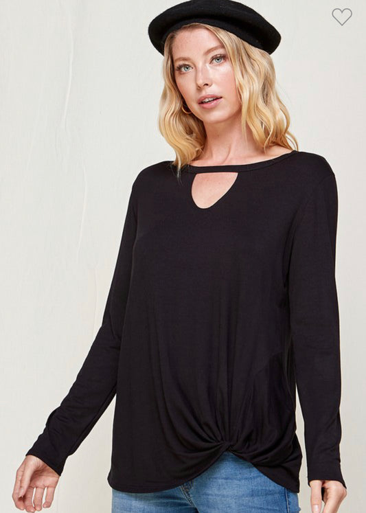 BLACK TOP WITH KEYHOLE AND TWIST FRONT